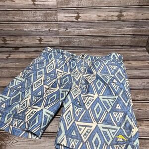 Tommy Bahama Relax Mens Swim Trunks Shorts Geometric Print‎ Blue Medium